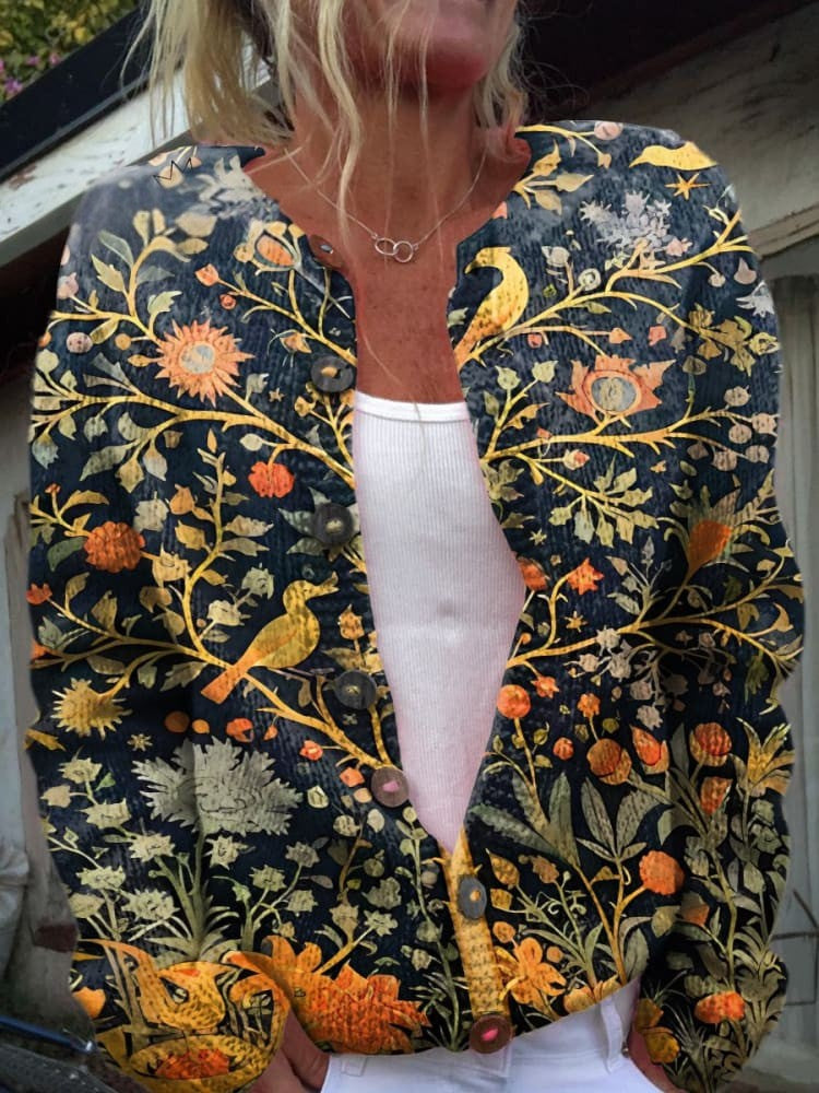 Lovely Women's Cardigan - Floral Design, Cozy & Stylish
