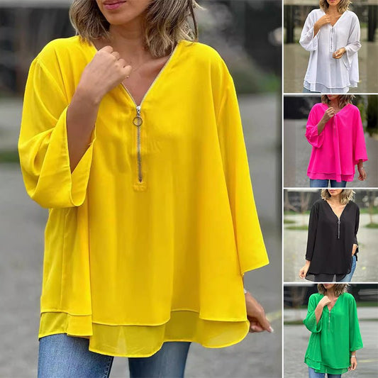 Lorelai | Chiffon Zipper Blouse