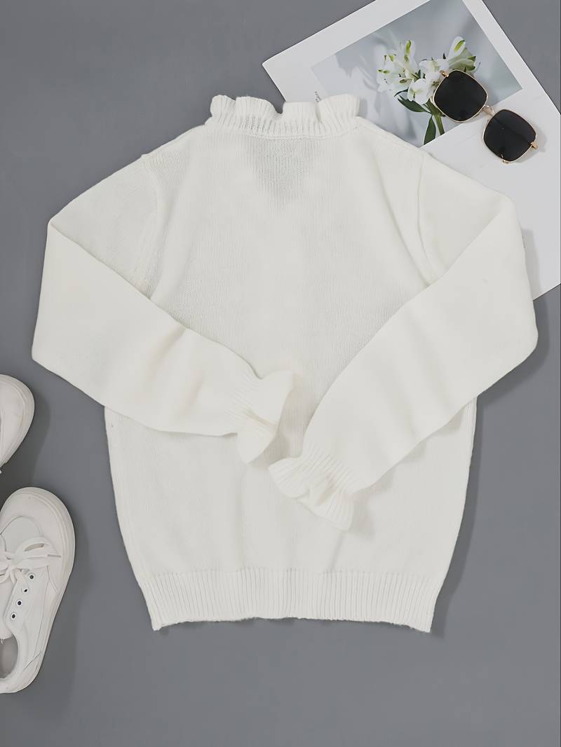 Mara | Plain Sweater With V-Neck and Buttons